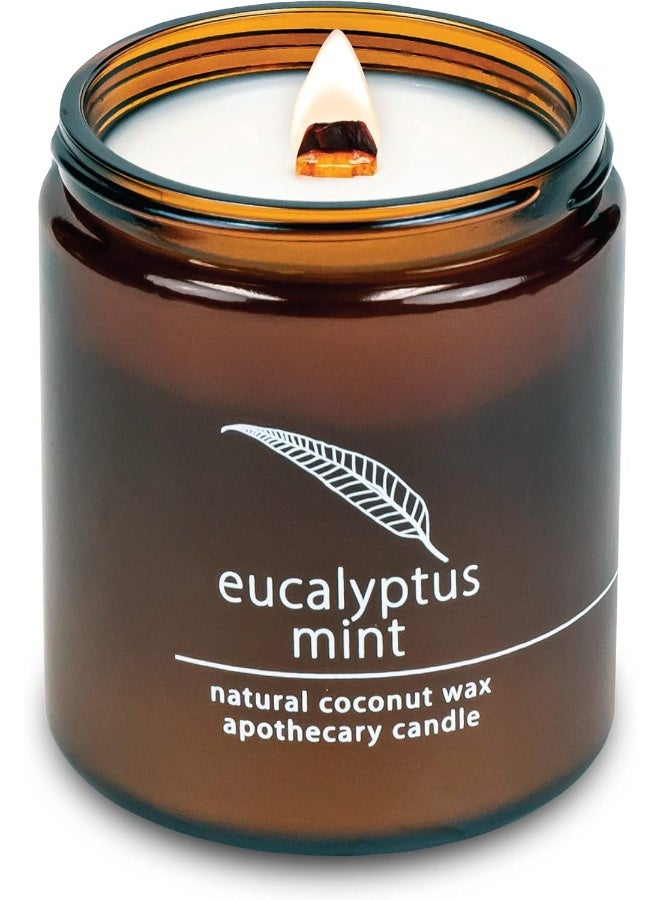 Hemlock Park Crackling Wood Wick Candle Handcrafted with Organic Coconut Wax and Essential Oils (Eucalyptus Mint, Standard 8 oz) - Image 1